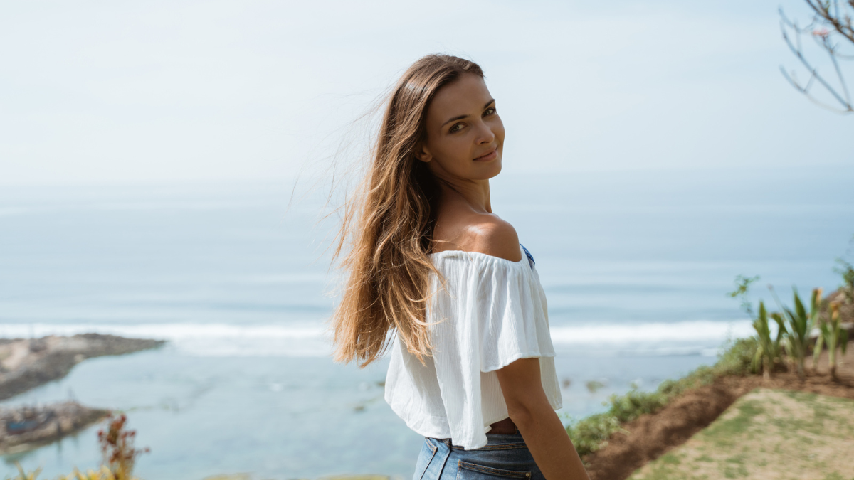 Woman Smiling on Beach in Nature MSN