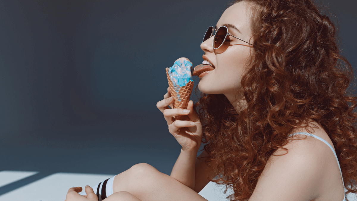 Girl Woman Eating Ice Cream Outside MSN