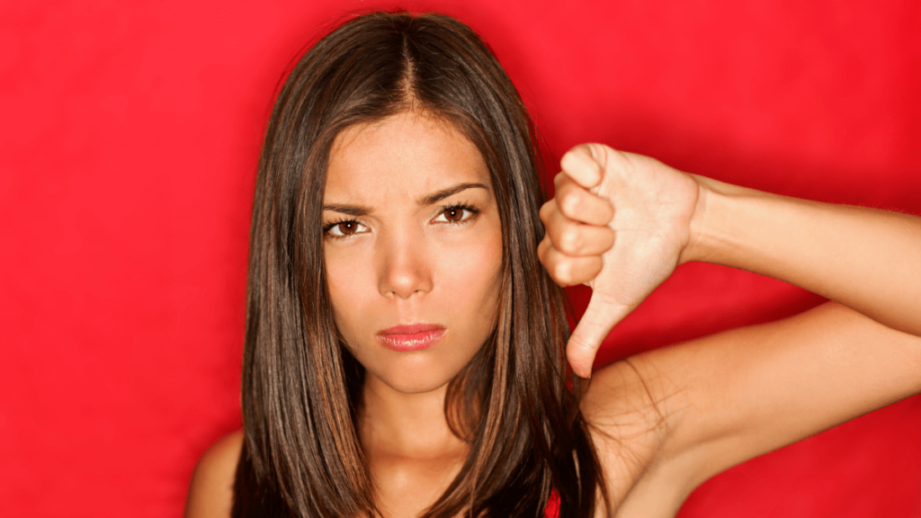 Woman Looking Sad Angry, Turning Tumbs Down Shocked MSN