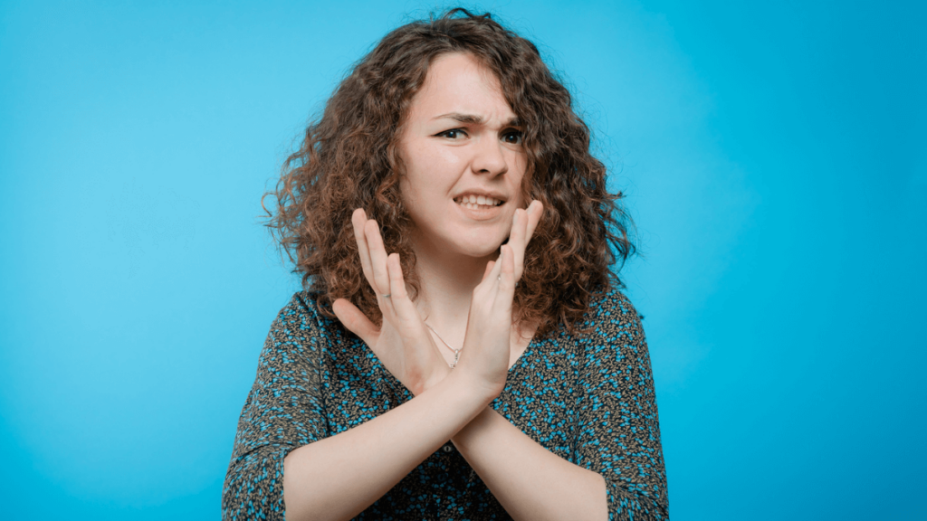Woman Looking Shocked Stressed and Saying No MSN