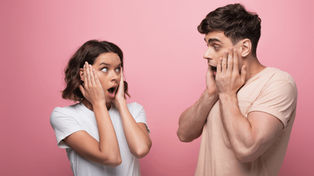 Man and Woman Looking Shocked and Surprised at Each Other MSN