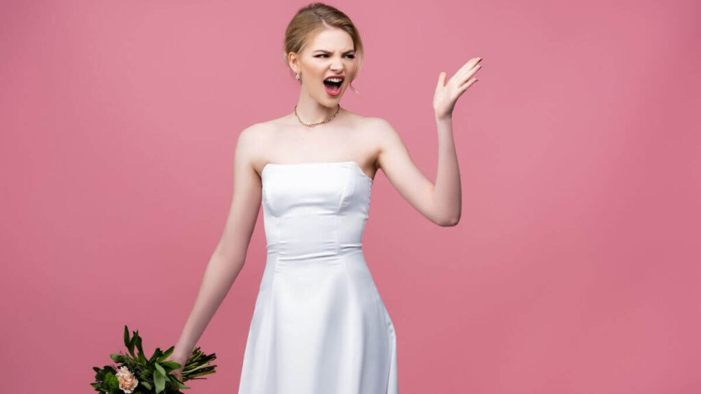 angry bride holding a bouquet MSN
