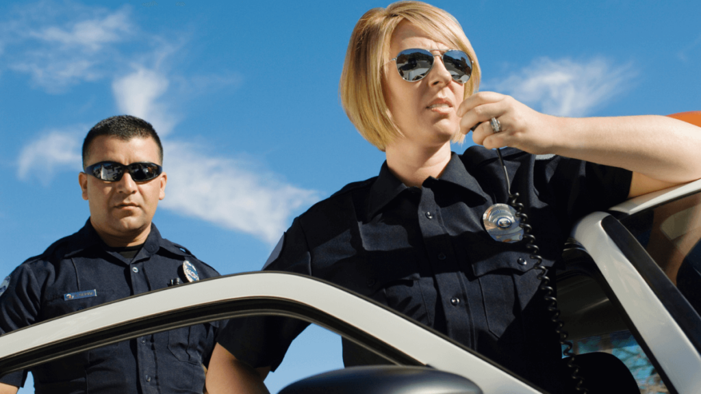Policemen and Policewoman Standing and Talking MSN