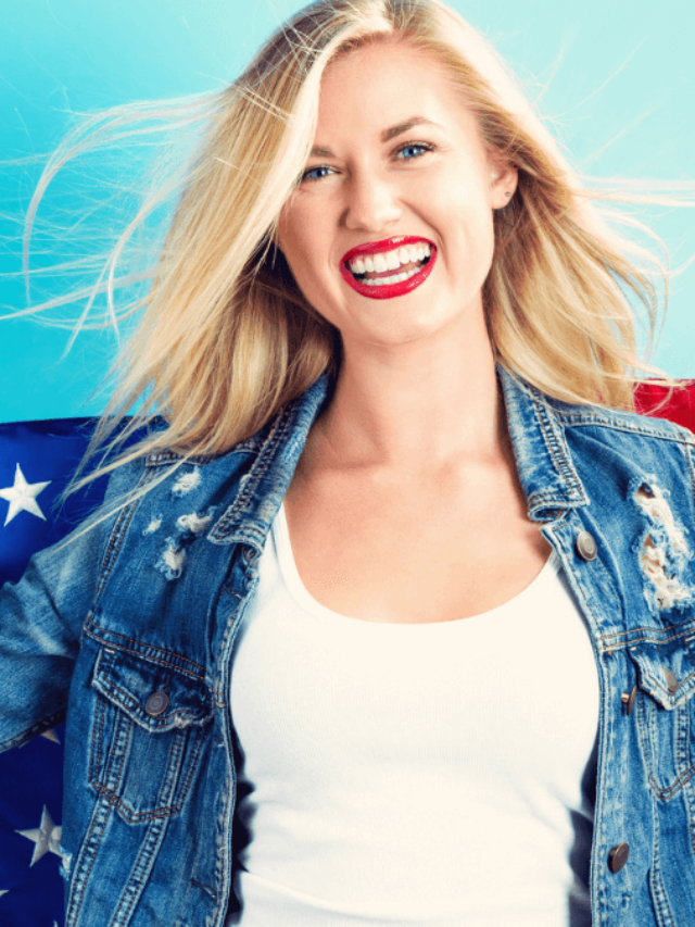 Woman Smiling Happy Holding American Flag MSN