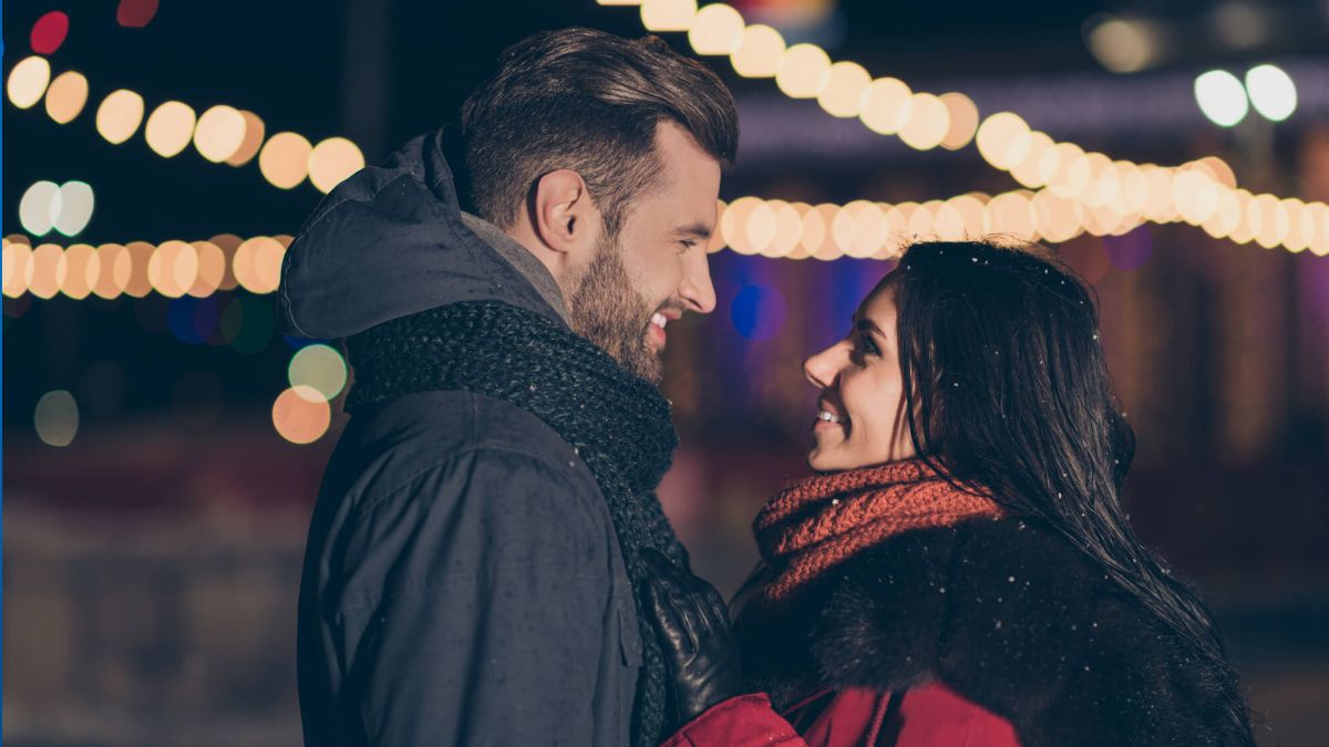 Couple At A Park Looking Sweetly At Each Other MSN