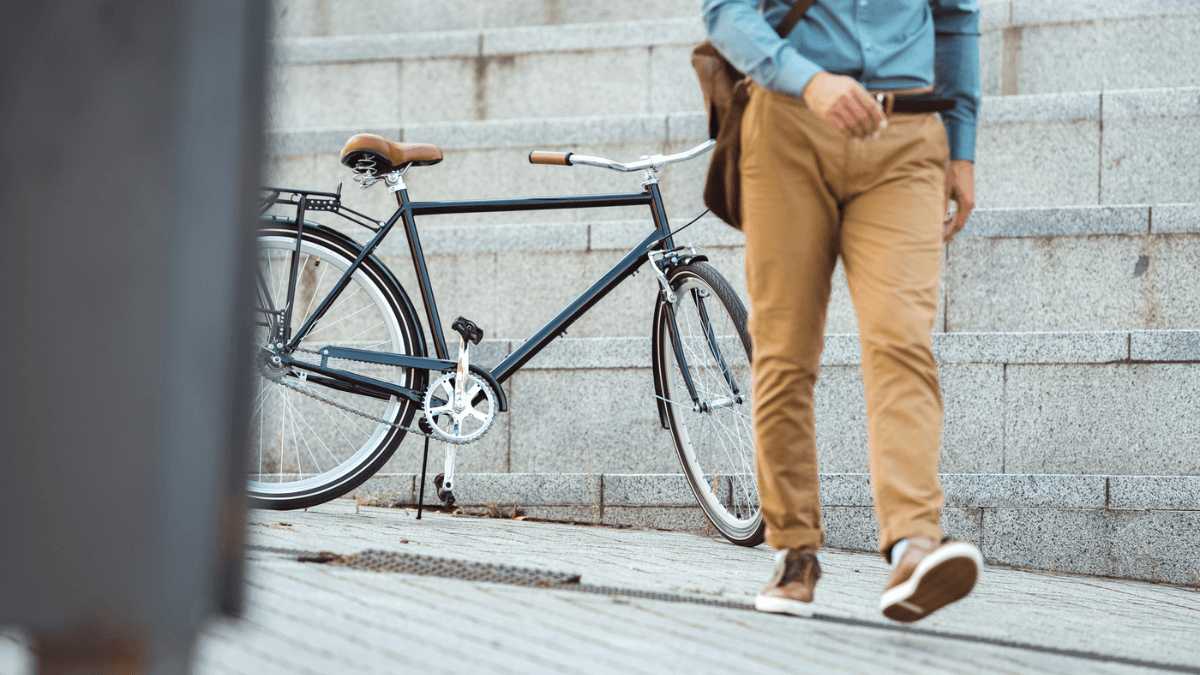 Man Walking With Bike Steps Background MSN