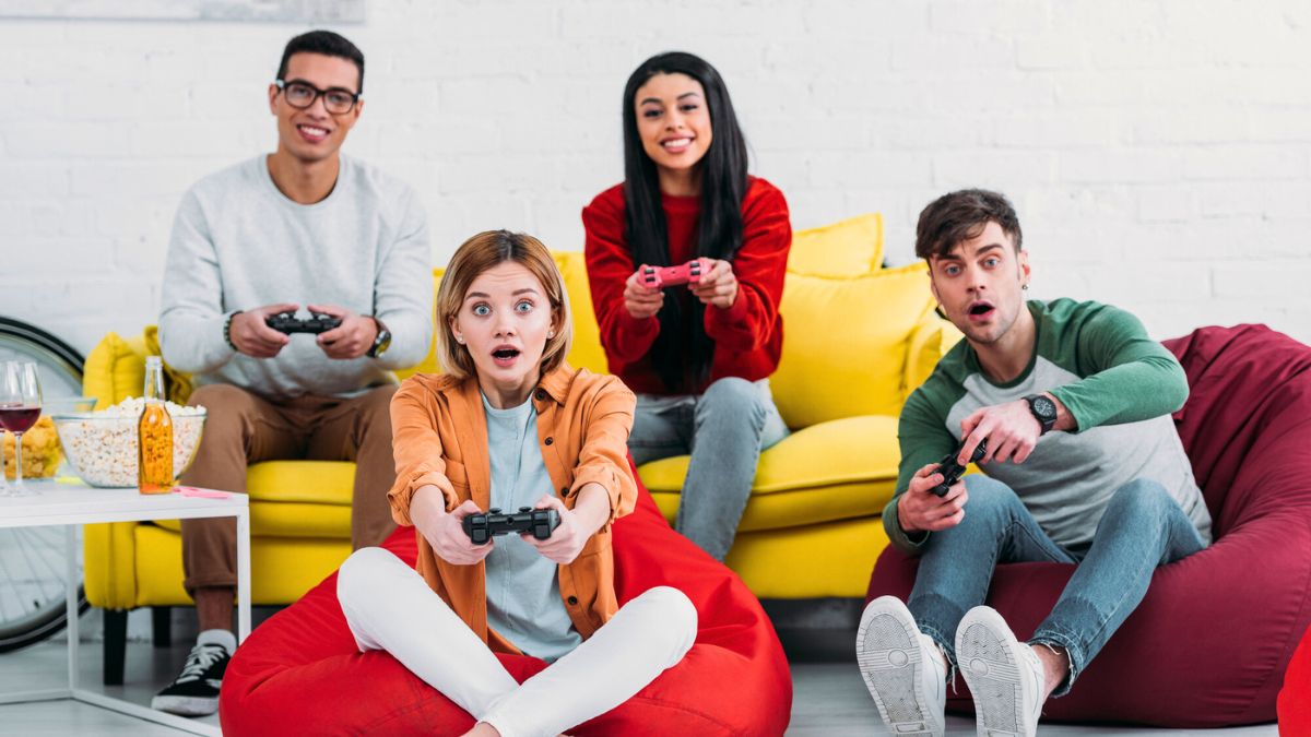 Group of Friends Playing MSN