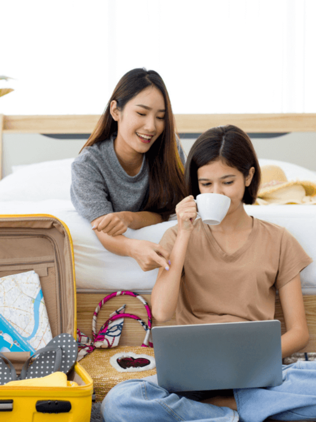 Women in Hotel Room Stock