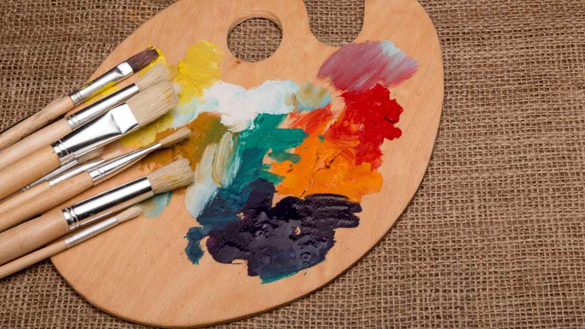 Paintbrushes on a wooden palette MSN.