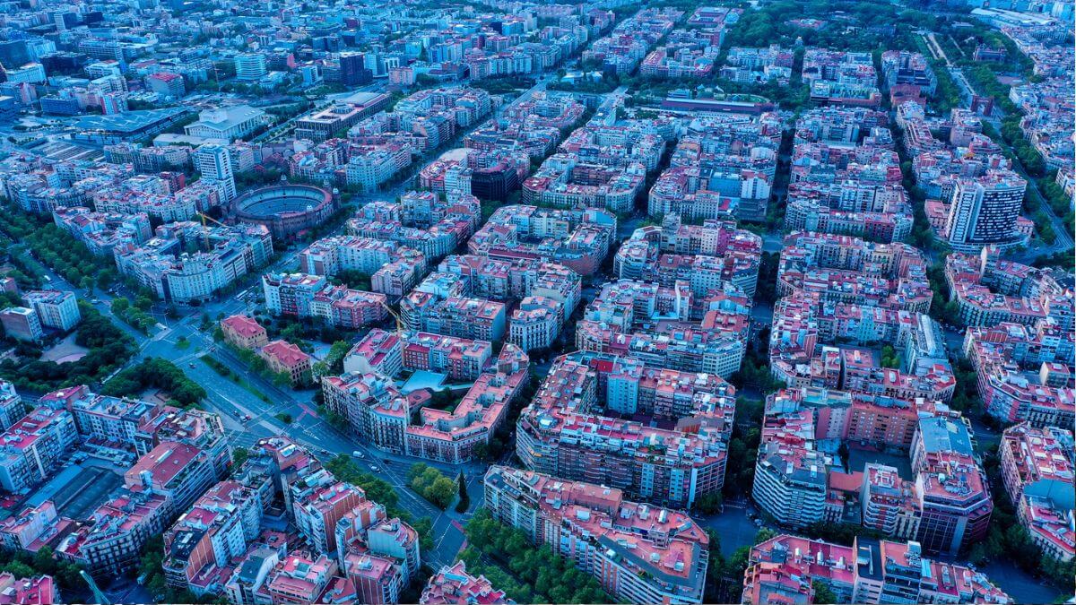 Las Ramblas Barcelona Spain - Aerial View - Houses - Buildings-MSN