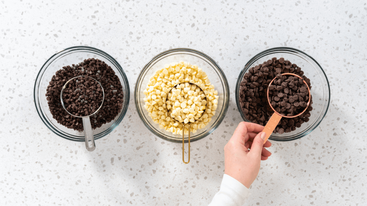 Chocolates in measuring cups and bowls MSN