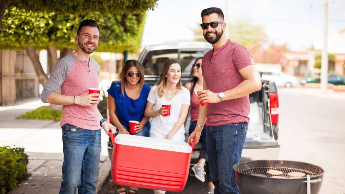 Group Of Men Women Friends Carrying Drinks Cooler MSN