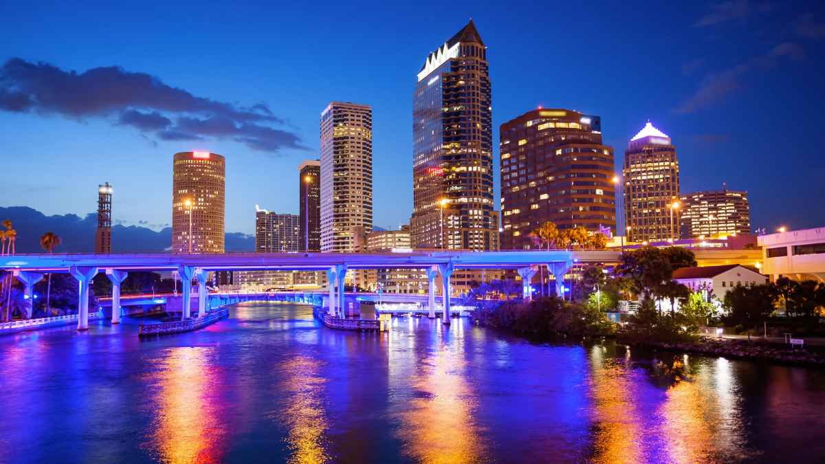 Tampa, Florida City Skyline view at Night