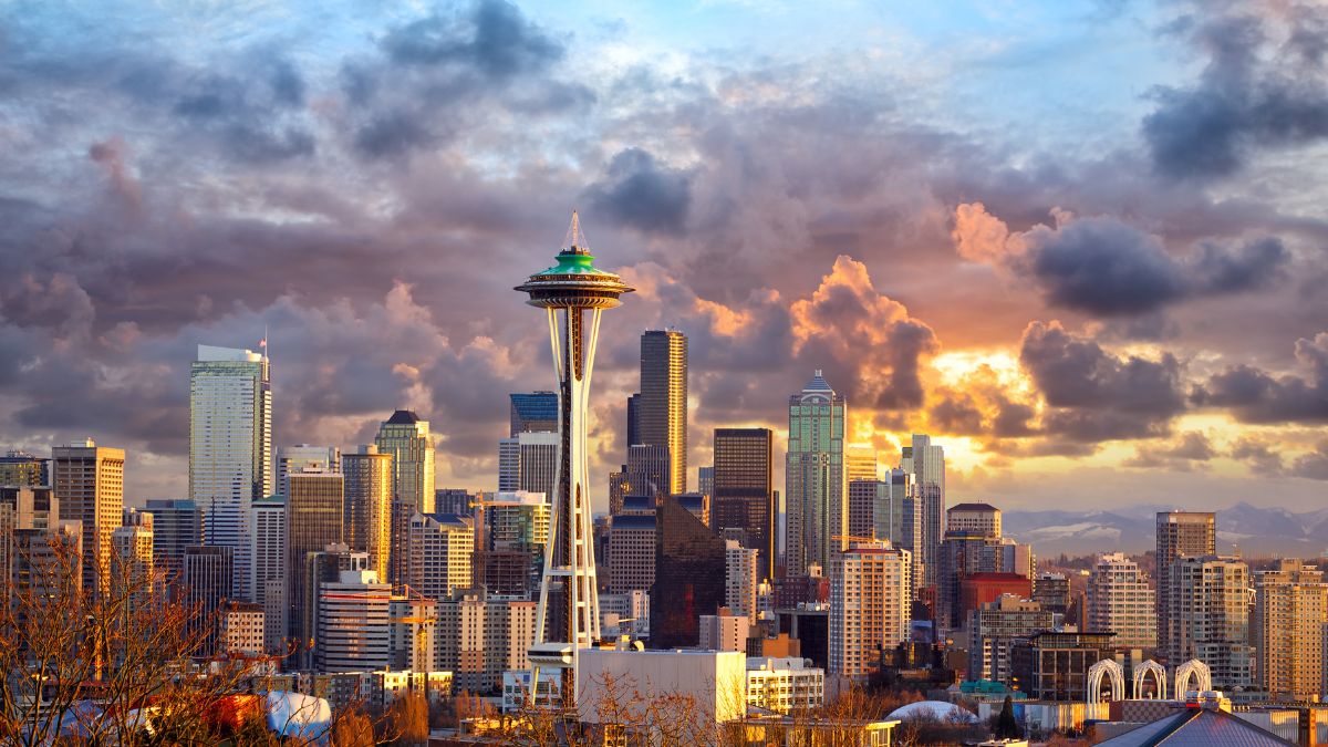 Seattle at sunset MSN.