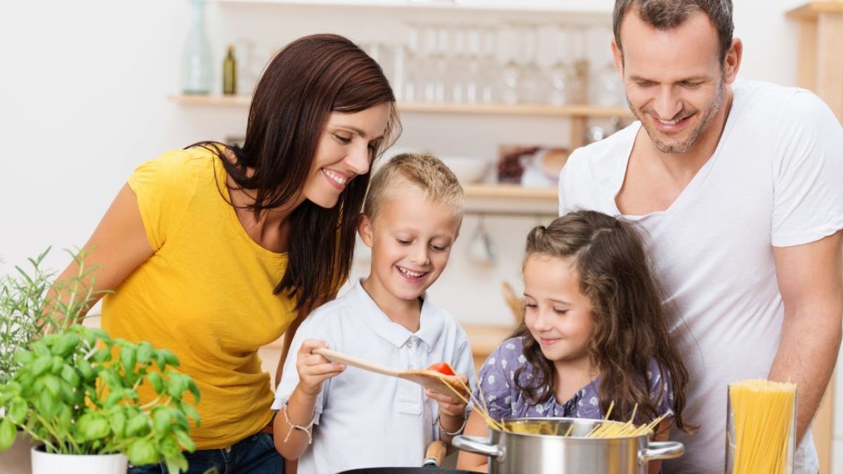 Lovely family cooking together MSN