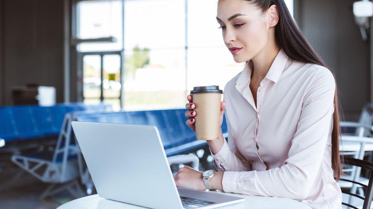 Data entry clerk taking her coffee MSN