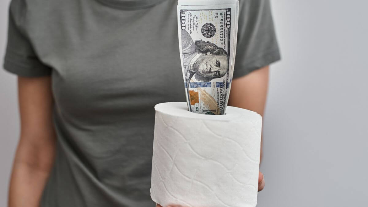 Toilet Paper Roll - Cash - Money - Dollars - Woman Gray Shirt - MSN