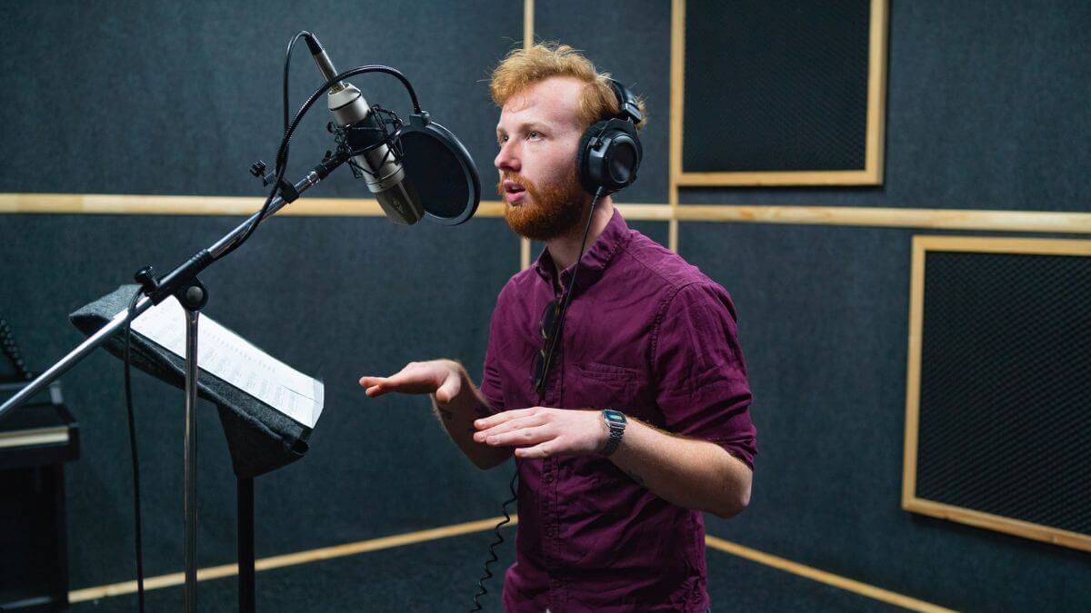 Bearded man working as a voice actor MSN