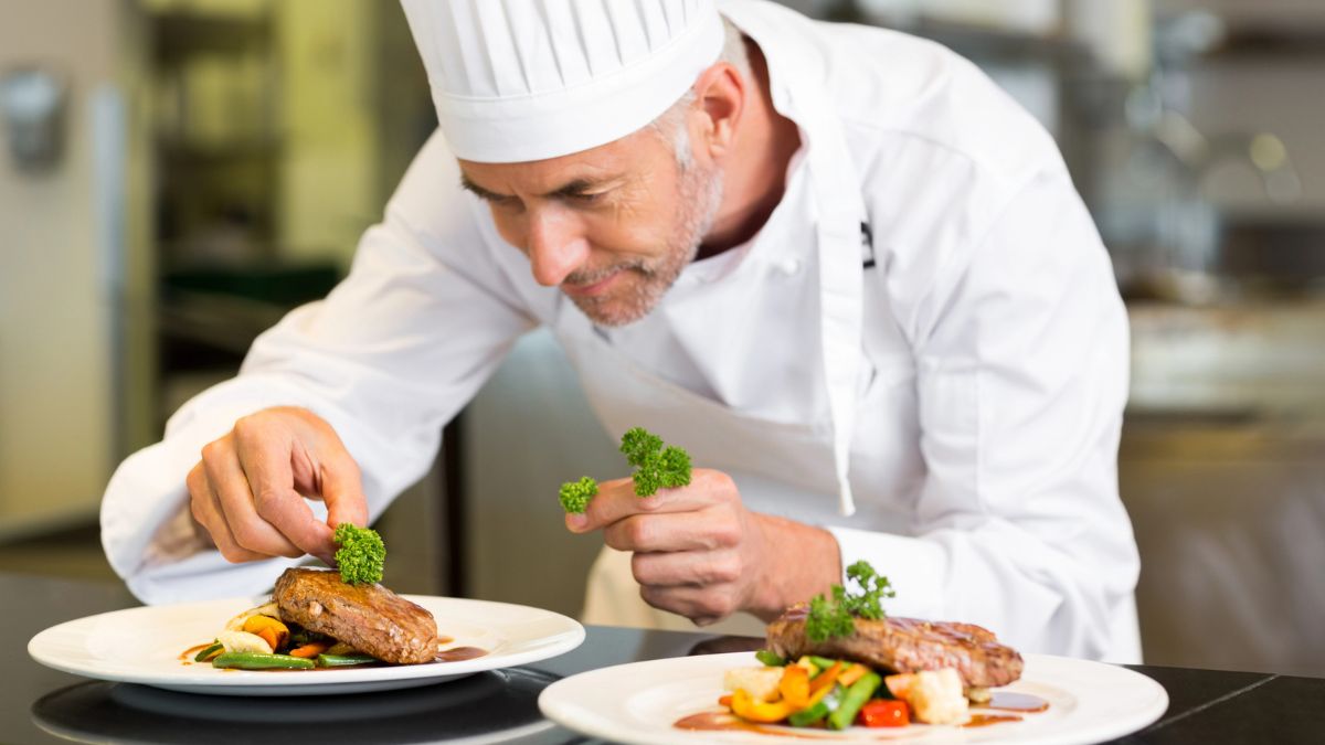 Culinary student doing plating MSN