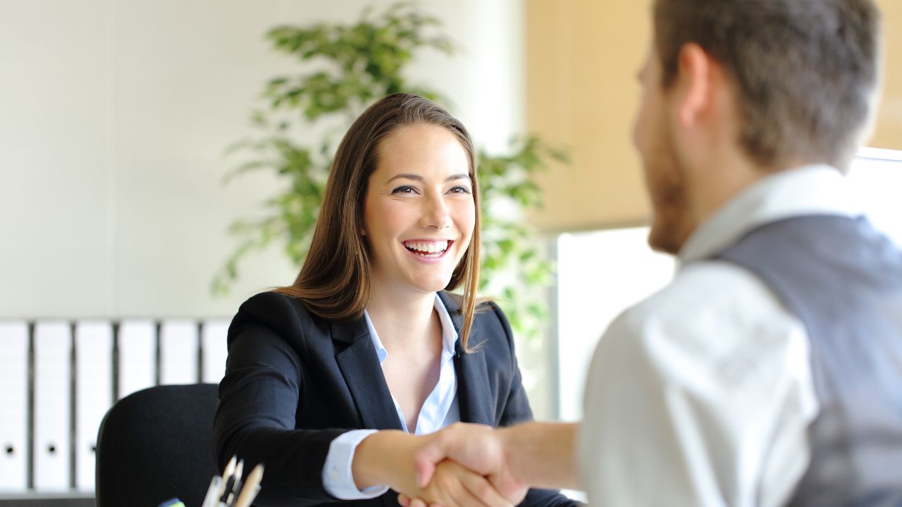 Woman selling insurance