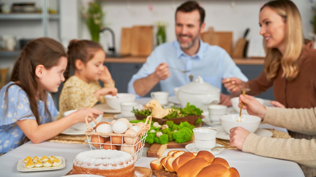 Family Having Dinner for Easter