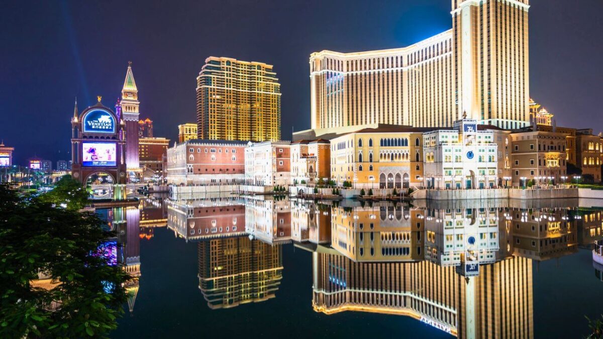 Venetian and Other Hotel Resort and Casino in Macau at Night